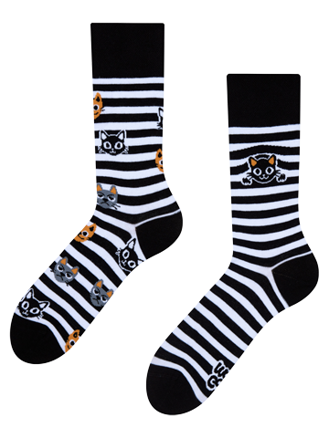 Regular Socks Cats And Stripes