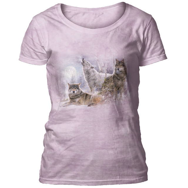 Winter Moonrise Wolf Women's Scoop T-shirt