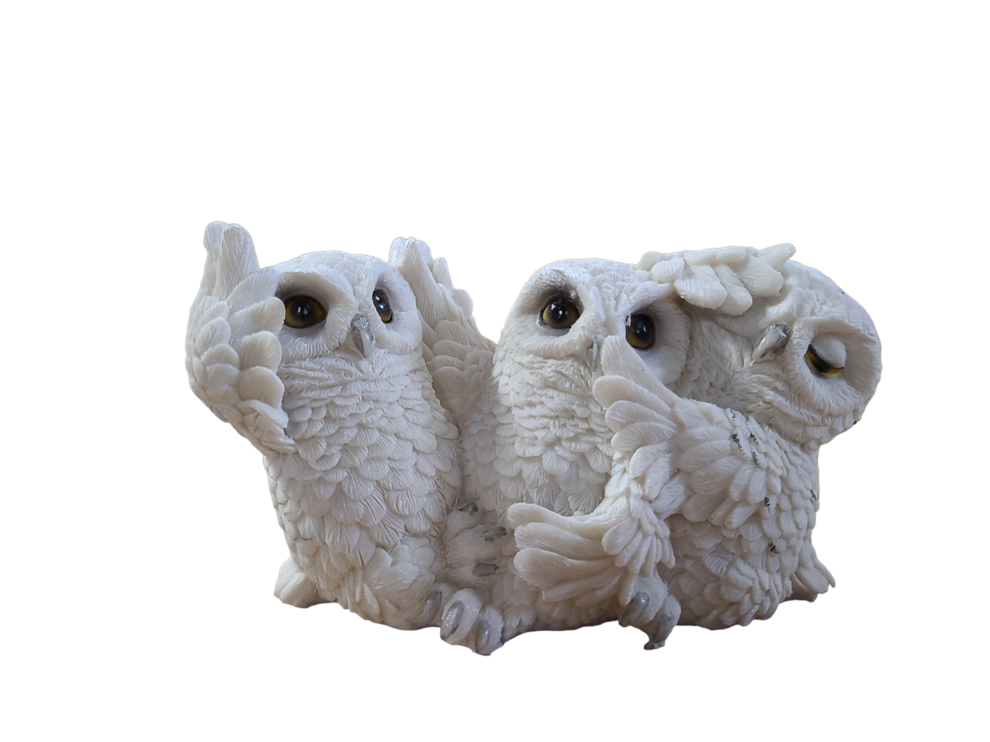 Snow Owls Hear, Speak and See no evil - 15cm