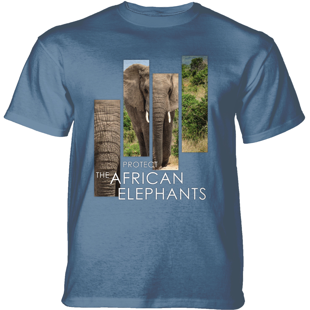 Protect African Elephant Split Portrait Blue