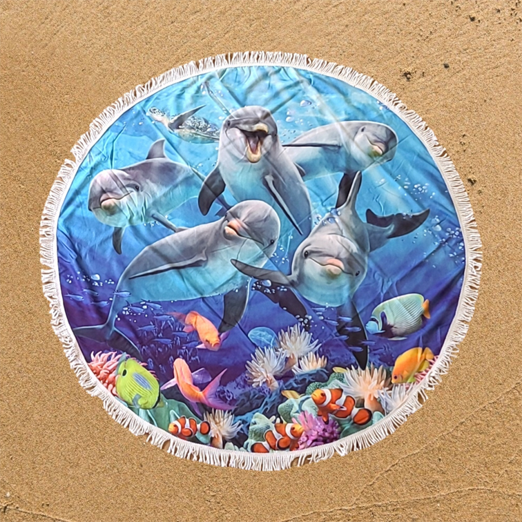 Dolphin Delight Toalla de Playa Redonda 150cm