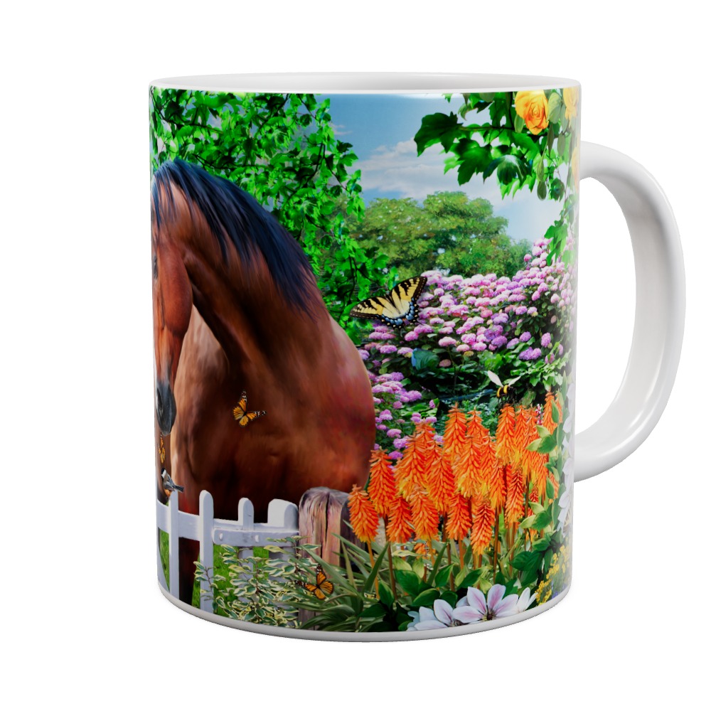 Mug At The Garden Gate - Horses