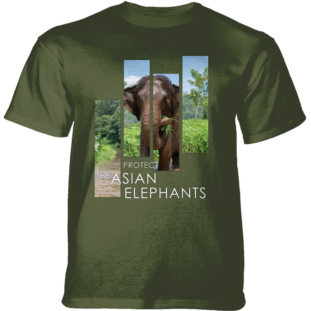 Protect Asian Elephant Split Portrait Green