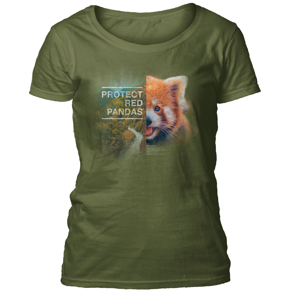 Protect Red Panda Green Women's Scoop T-shirt