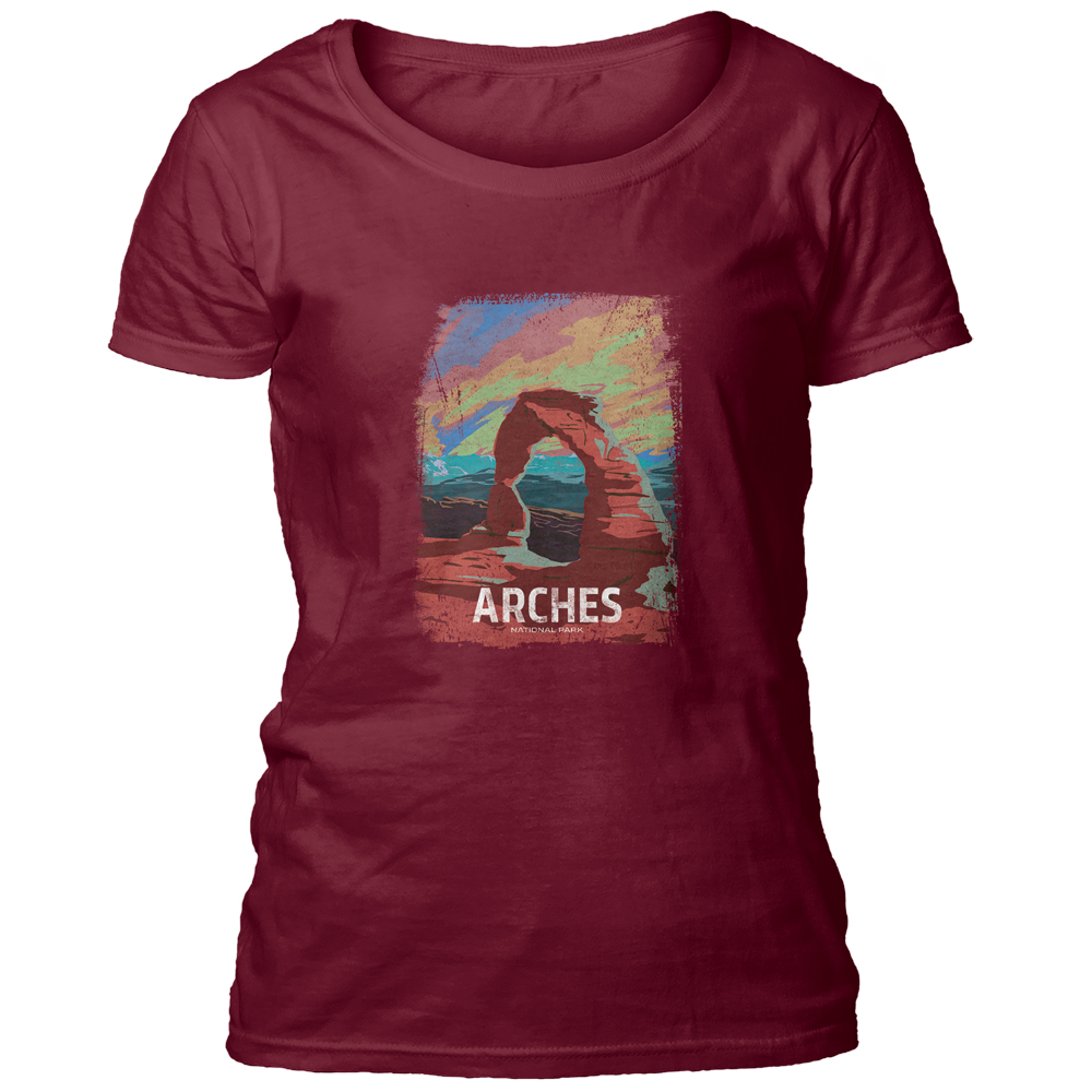 Arches Poster Red Women's Scoop T-shirt