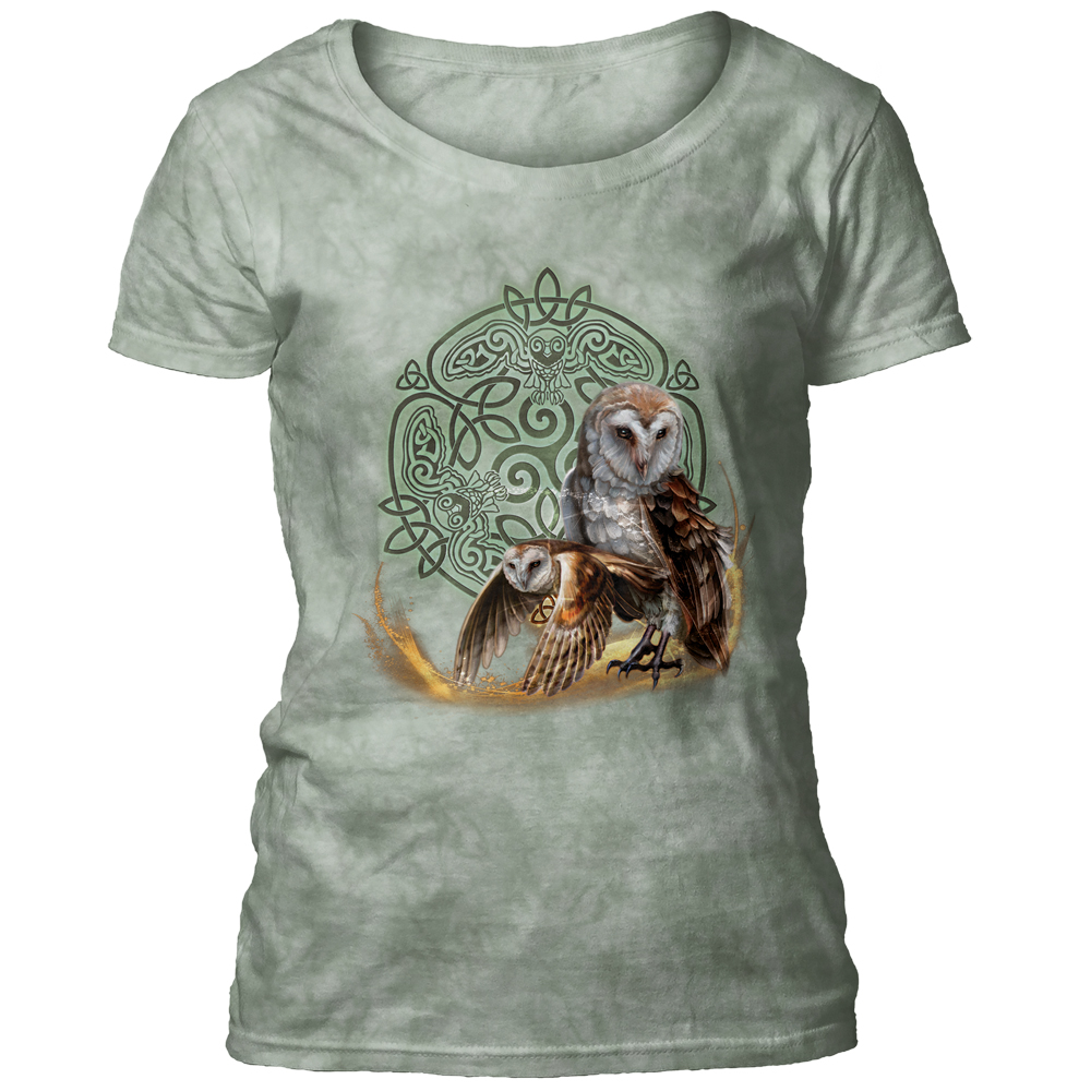 Celtic Owl Magic Green Women's Scoop T-shirt