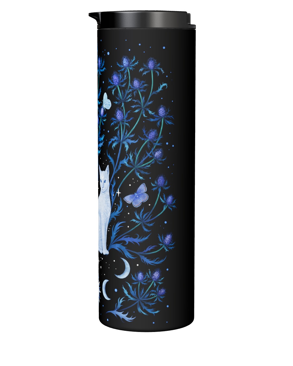 Blue Thistle And Cat Tumbler
