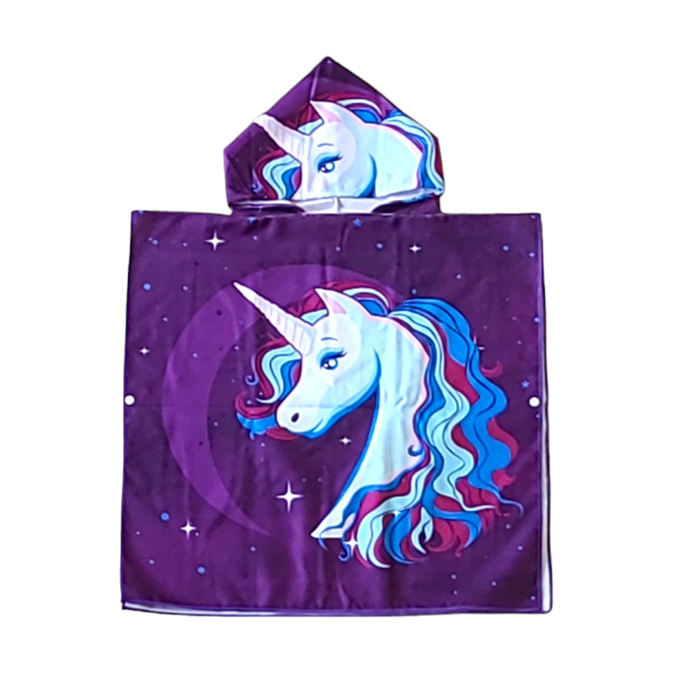 Unicorn Purple Poncho de playa para niños