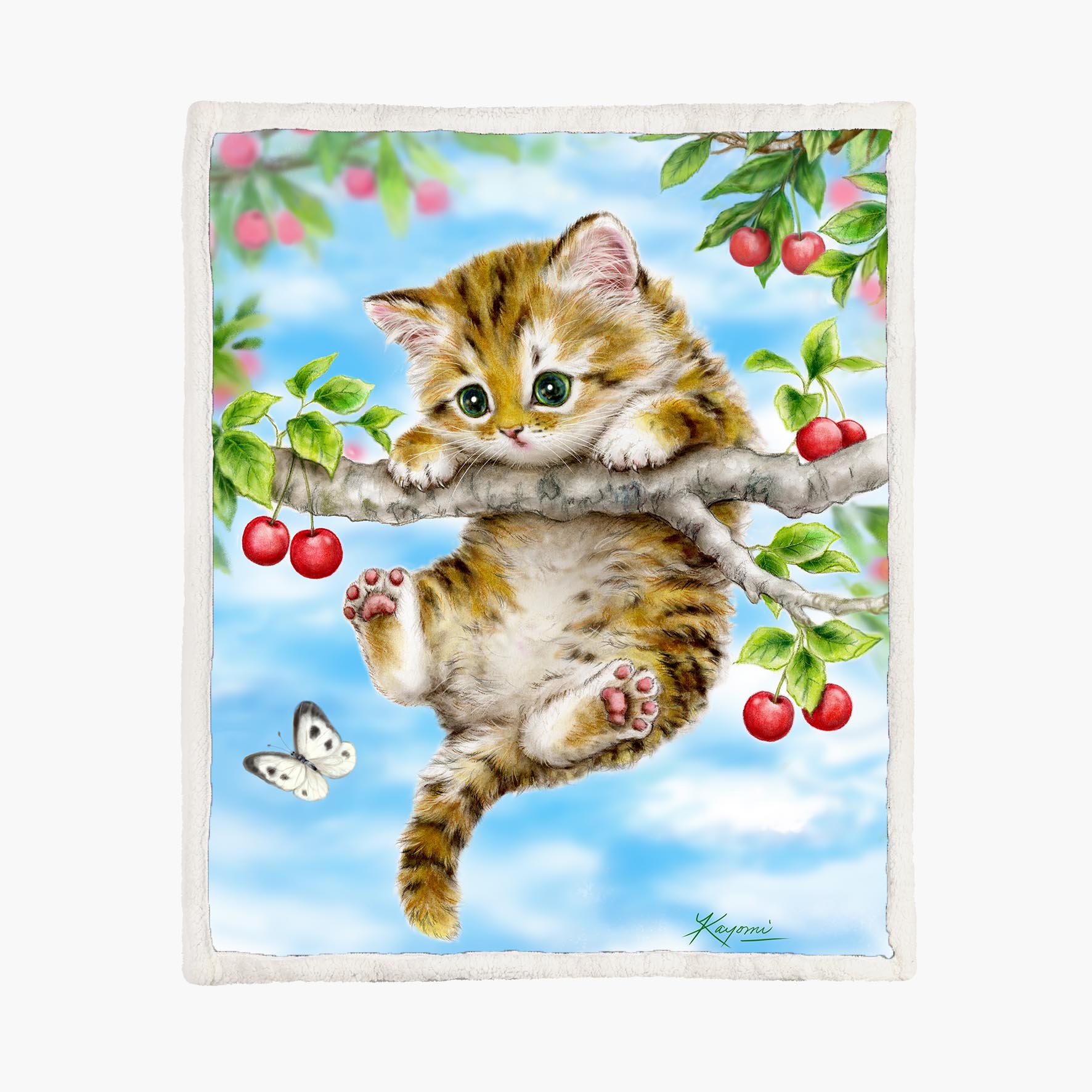 Cherry Kitten - Size M - 130x150cm - Fleece Blanket