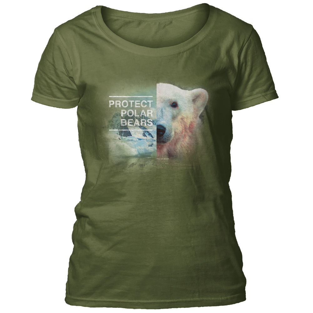 Protect Polar Bear Green Women's Scoop T-shirt