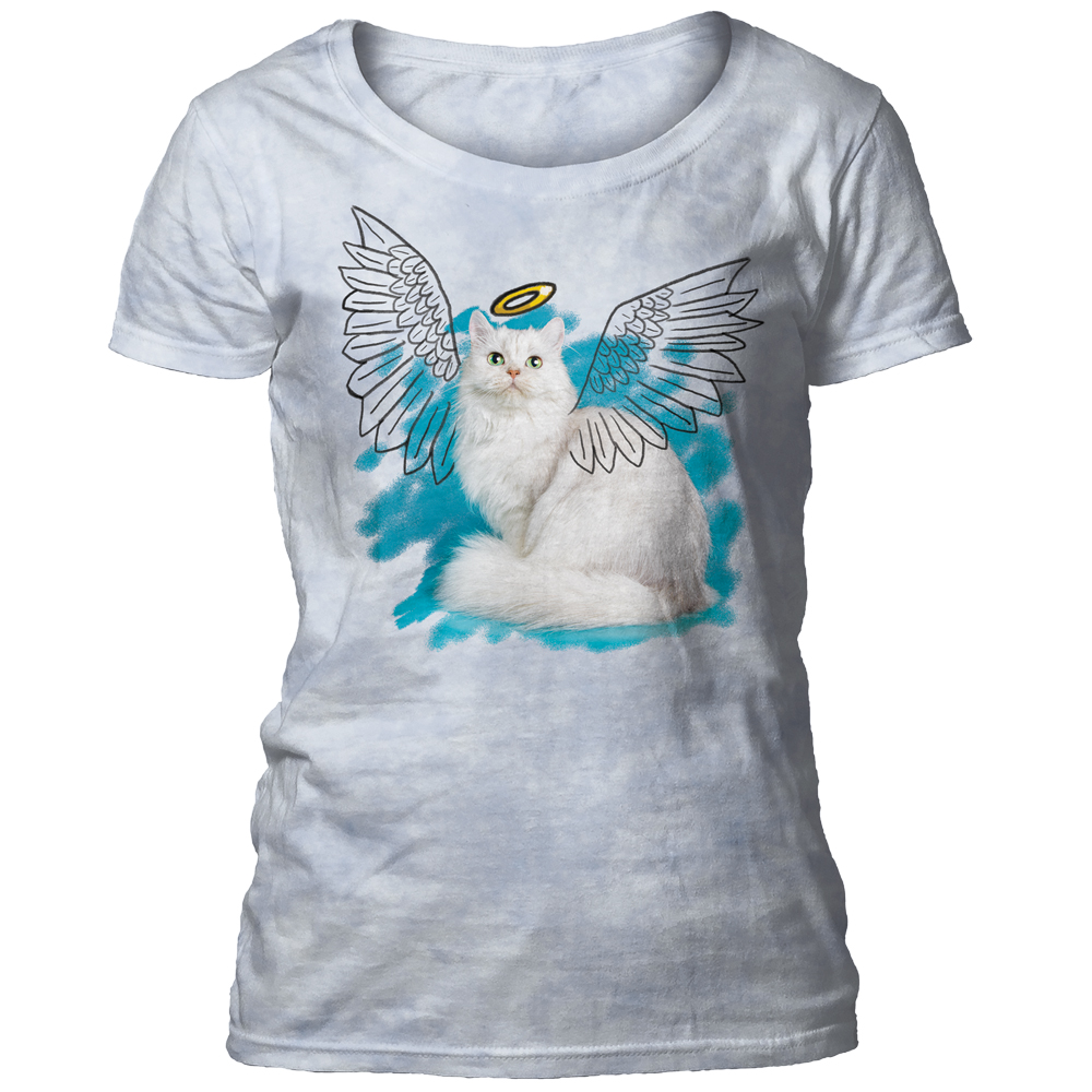 Angelic Kitty Doodle - Cat Scoop-Neck T-shirt