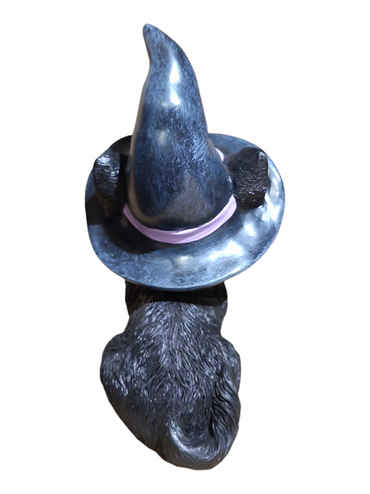 Black Cat Wizard With Broomstick - 11*11*17cm