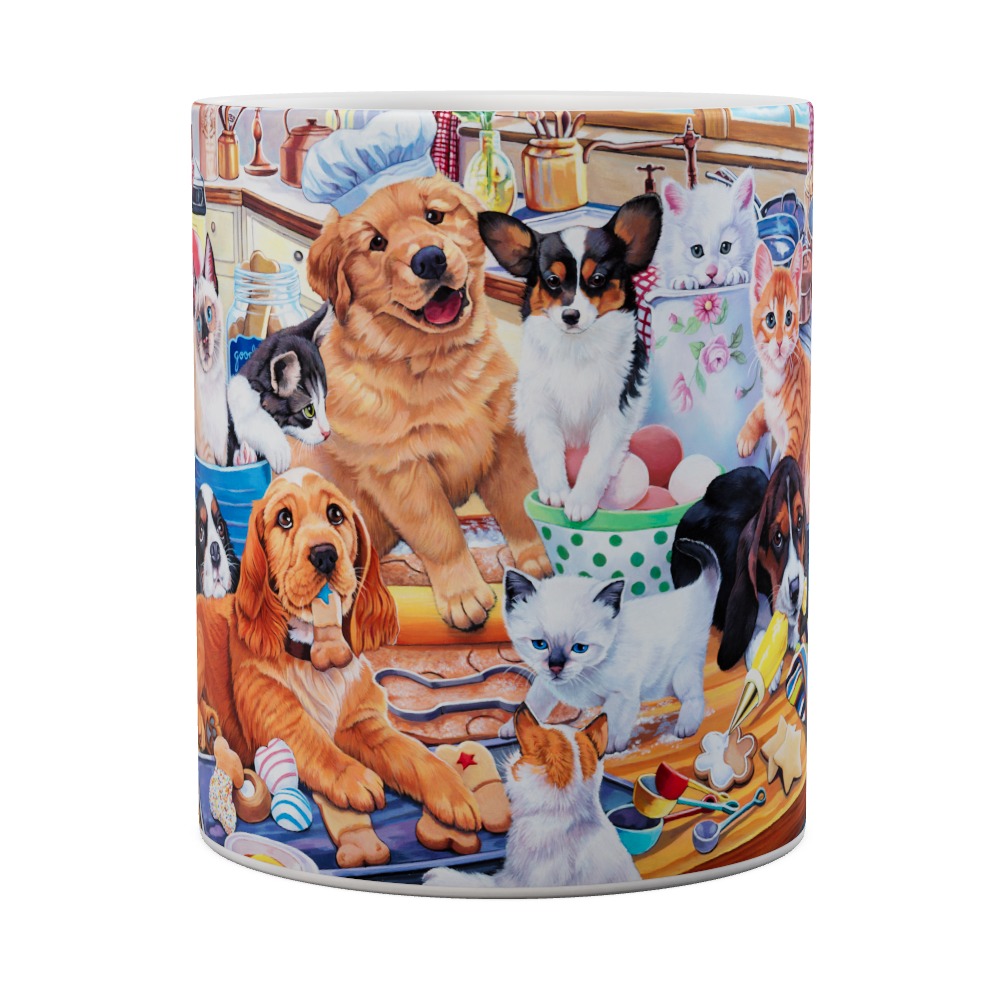 Mug Puppies And Kittens In The Kitchen