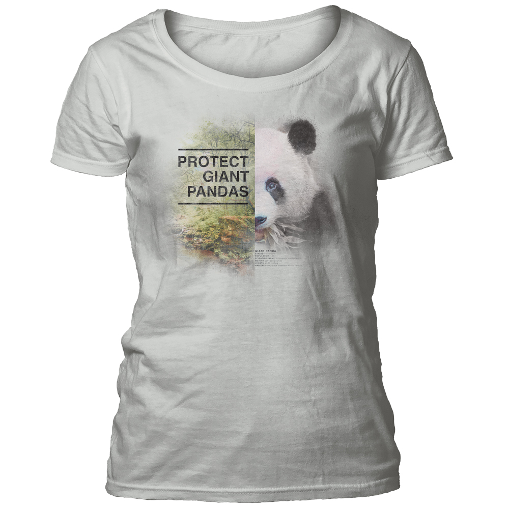 Protect Giant Panda Grey Women's Scoop T-shirt