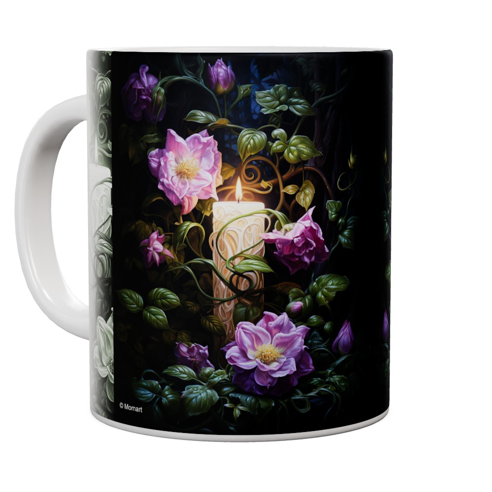 Candle With Pink Flowers Mug