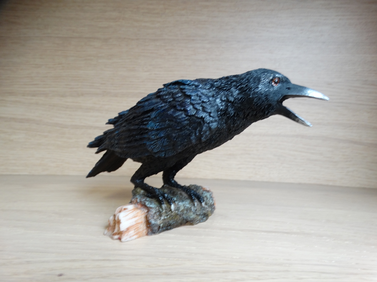 The Raven croaking on branch - 20cm