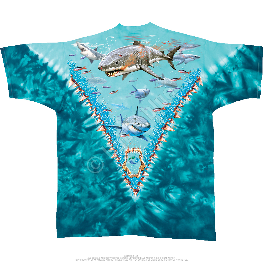 Great White Sharks Aquatic Tie Dye T-shirt