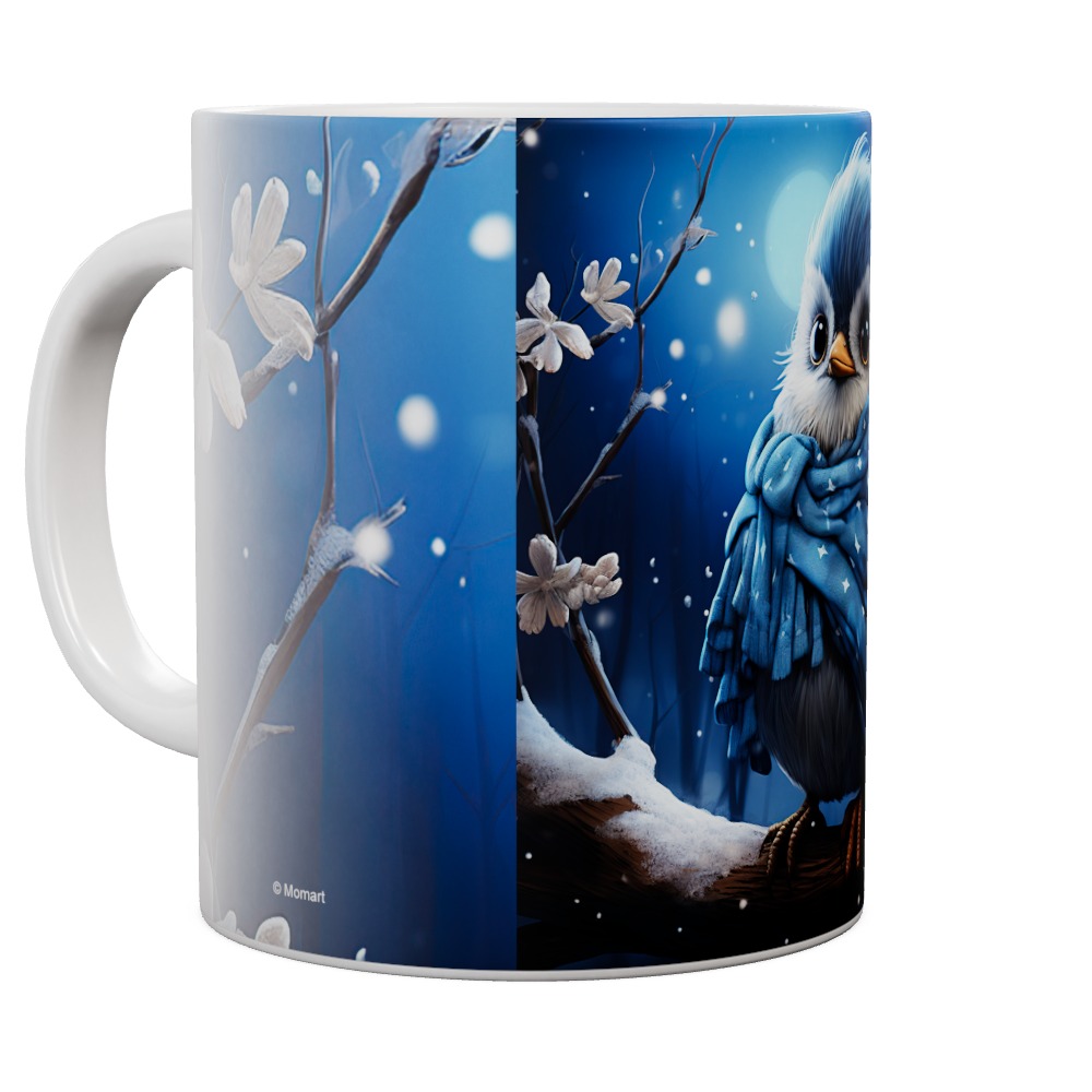 Cute Blue Bird Snow Mug