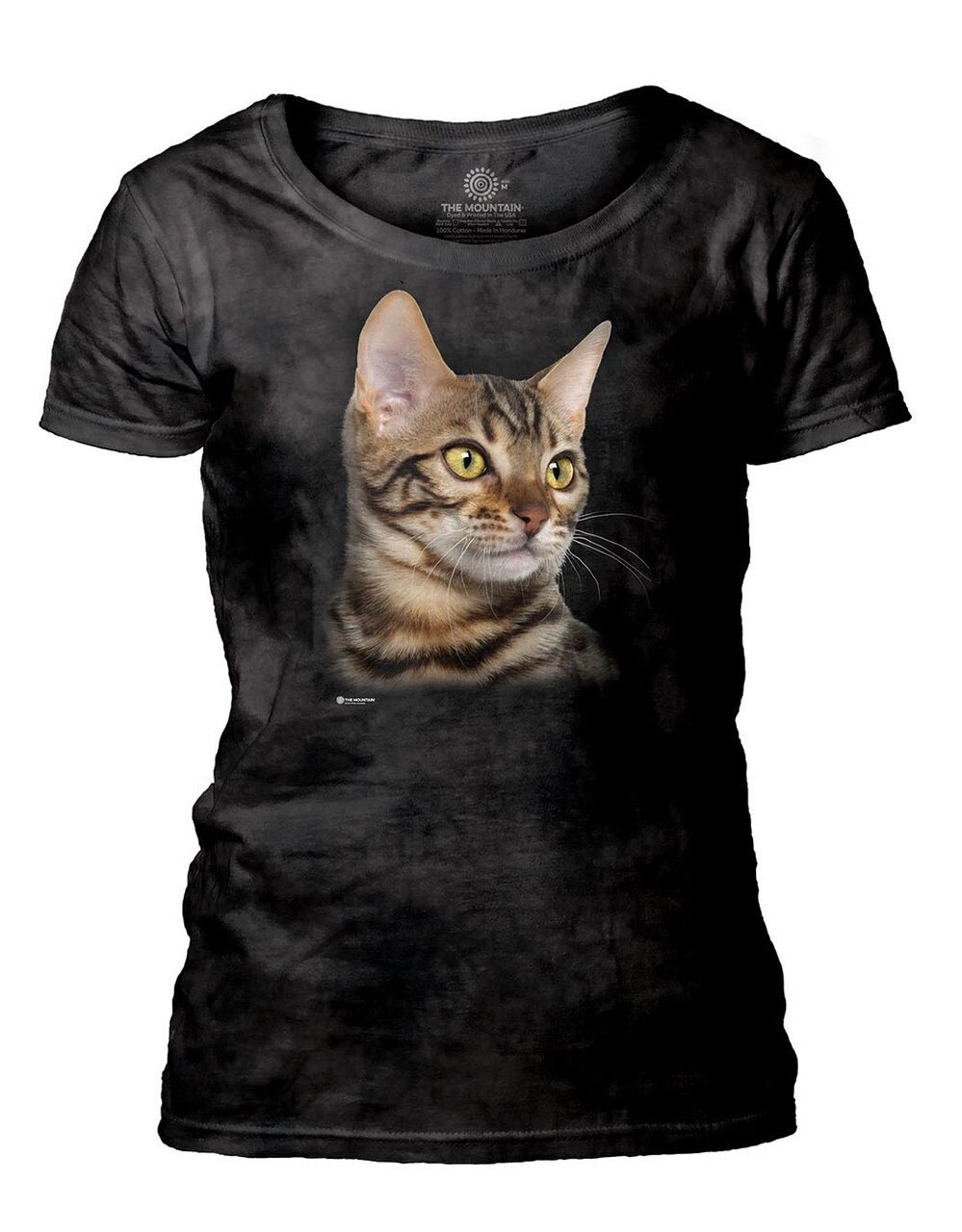 Striped Cat Portrait Women's Scoop T-shirt