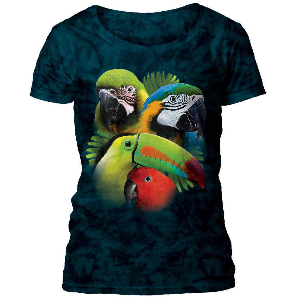 Tropical Bird Collage Scoop T-shirt