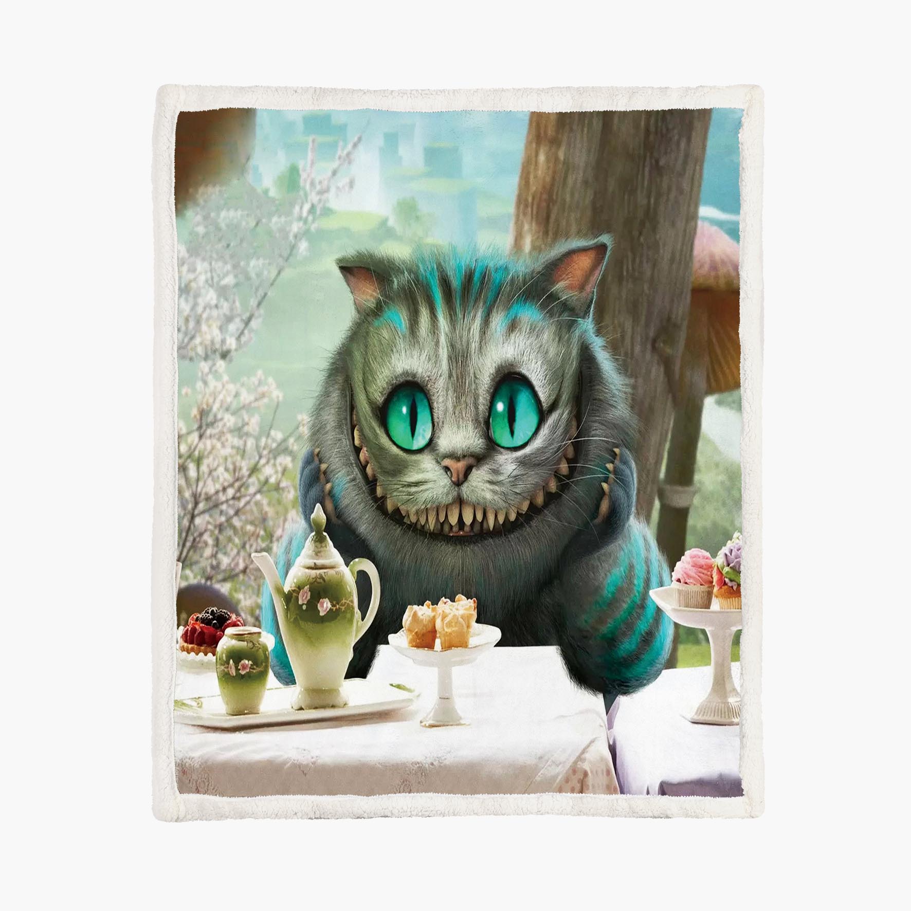 Cheshire Cat Tea Time - Size L - 150x200cm - Fleece Blanket