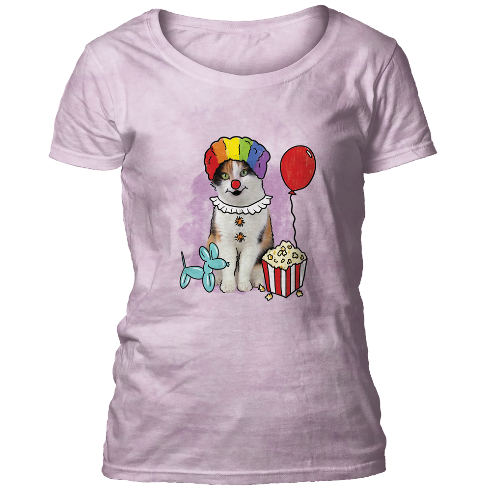 Calico Cat Clown Scoop-Neck T-shirt