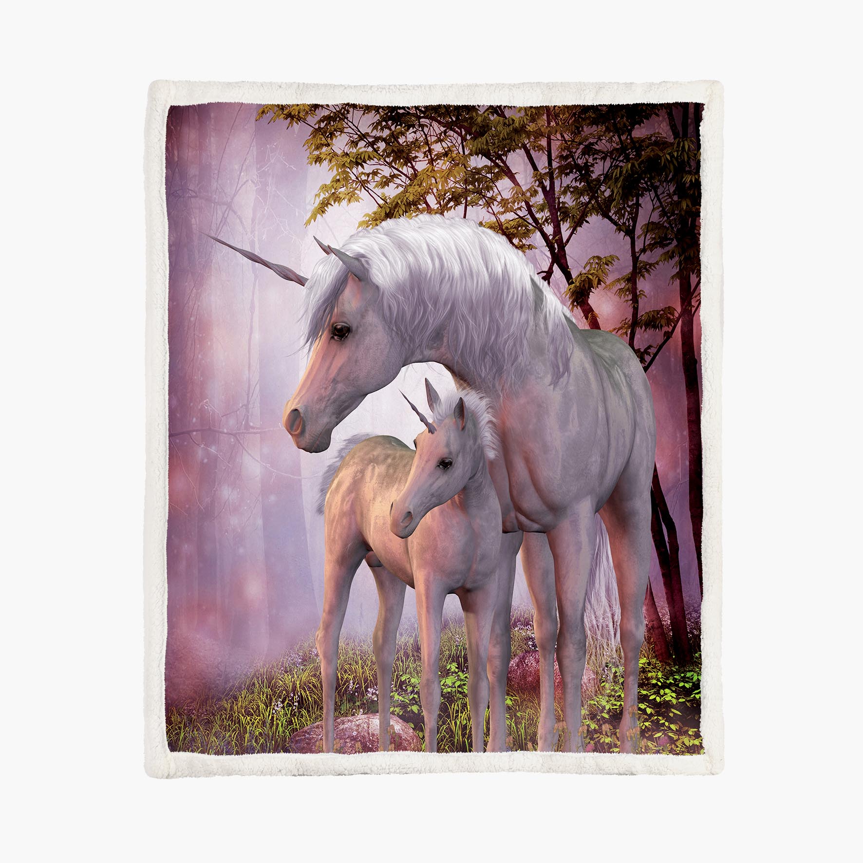 Unicorns Forest - Size S - 75x100cm - Fleece Blanket