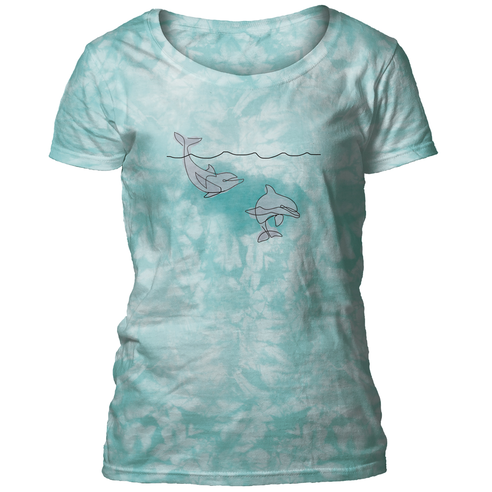 Dolphin Sketch Blue Scoop T-shirt