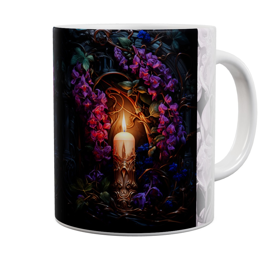 Candle With Purple Flowers Mug