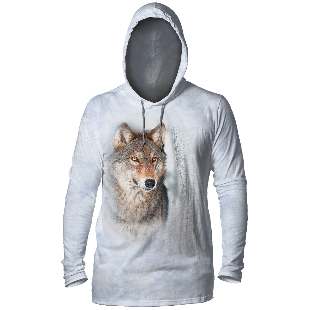 Grey Wolf In The Birches LW Hoodie