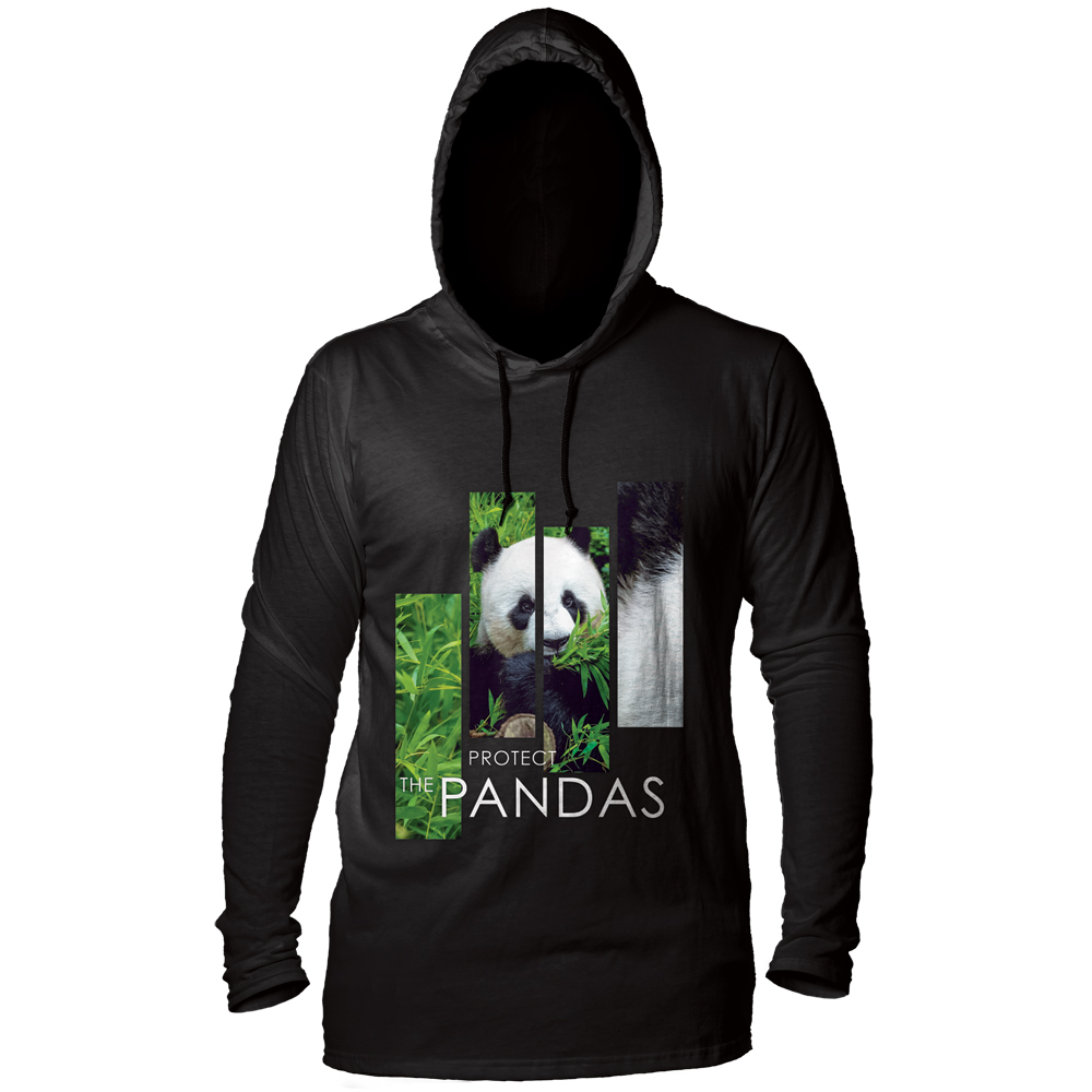 Protect Giant Panda Split Portrait Black LW Hoodie