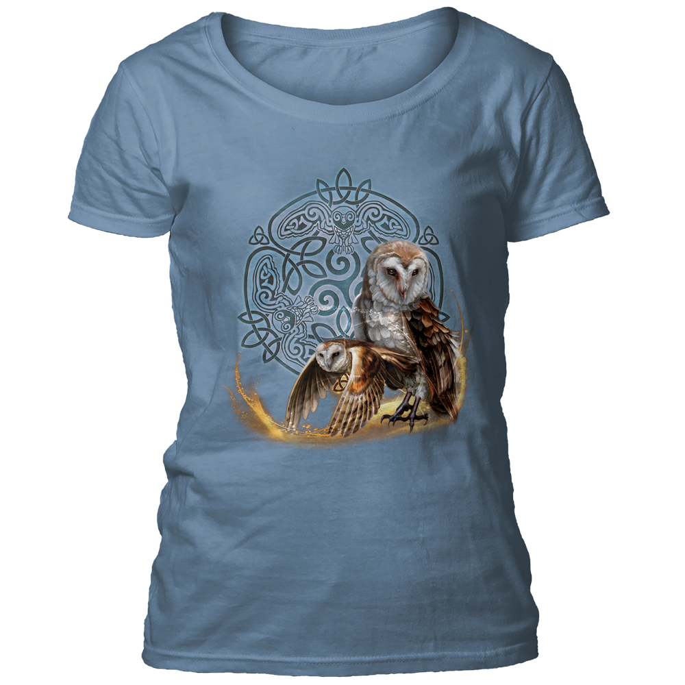 Celtic Owl Magic Blue Women's Scoop T-shirt