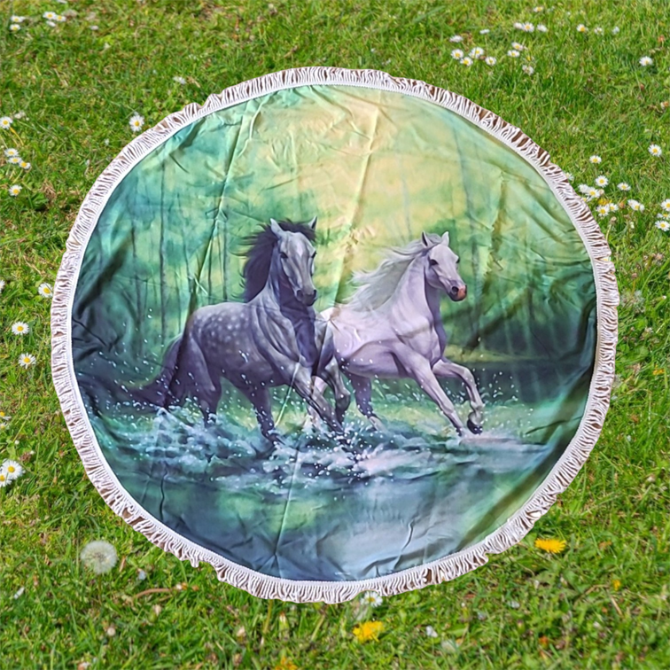 Spring Horses Beach Towel Round 150cm