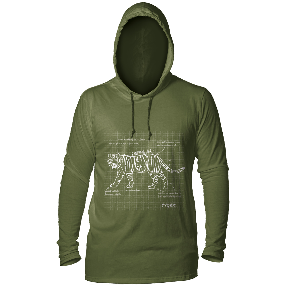 Panthera Tigers Facts Green LW Hoodie