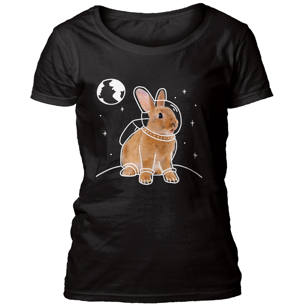 Space Bunny Doodle Scoop-Neck T-shirt