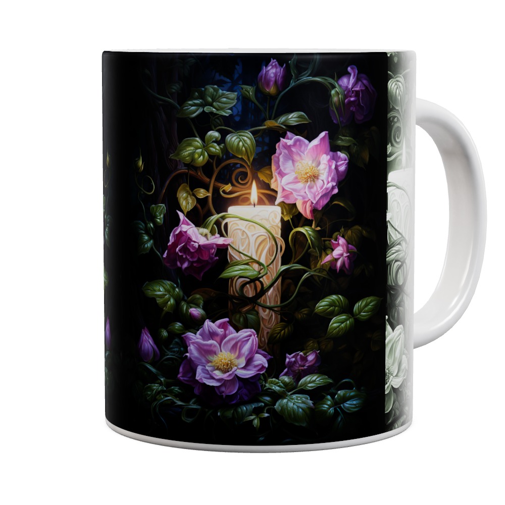 Candle With Pink Flowers Mug