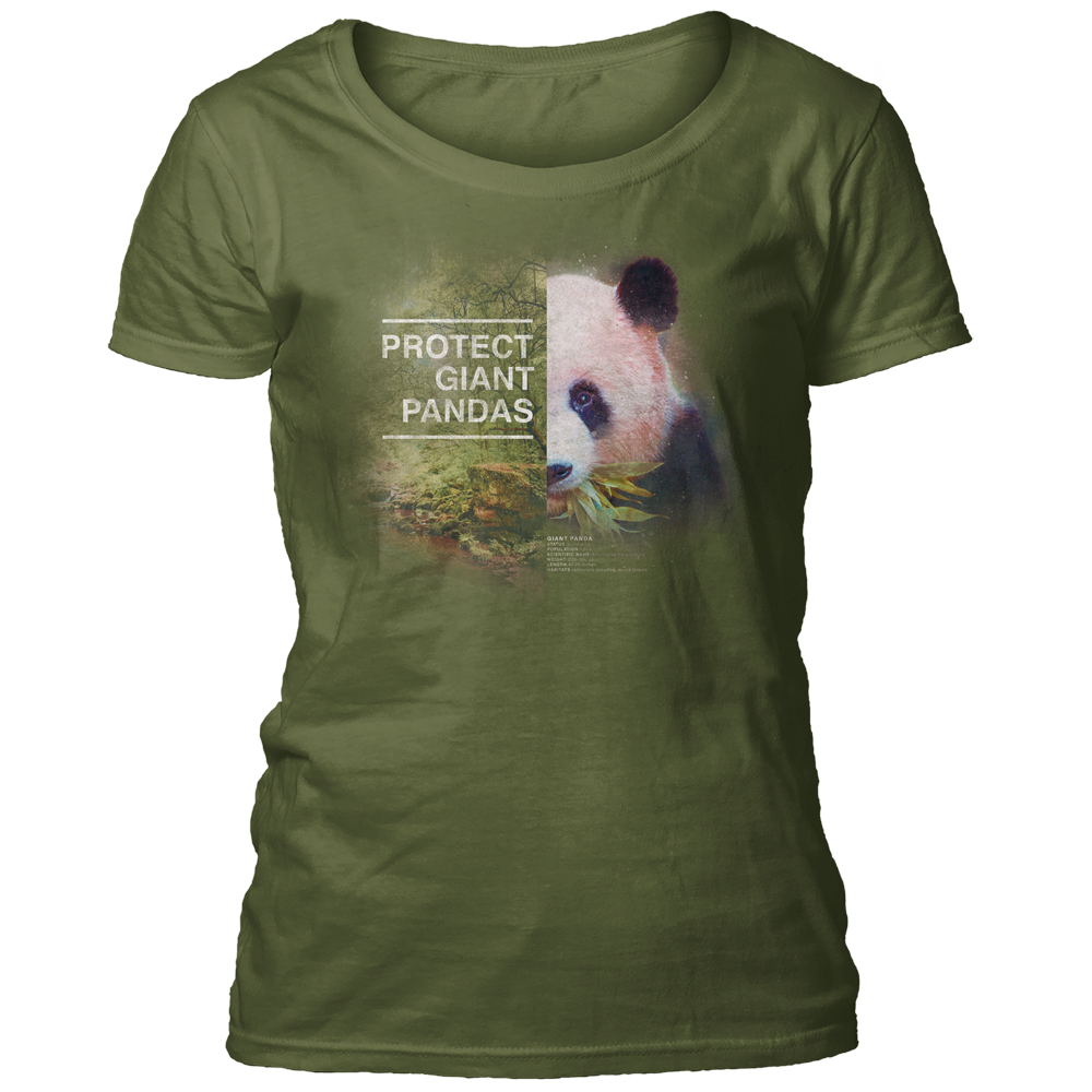 Protect Giant Panda Green Women's Scoop T-shirt