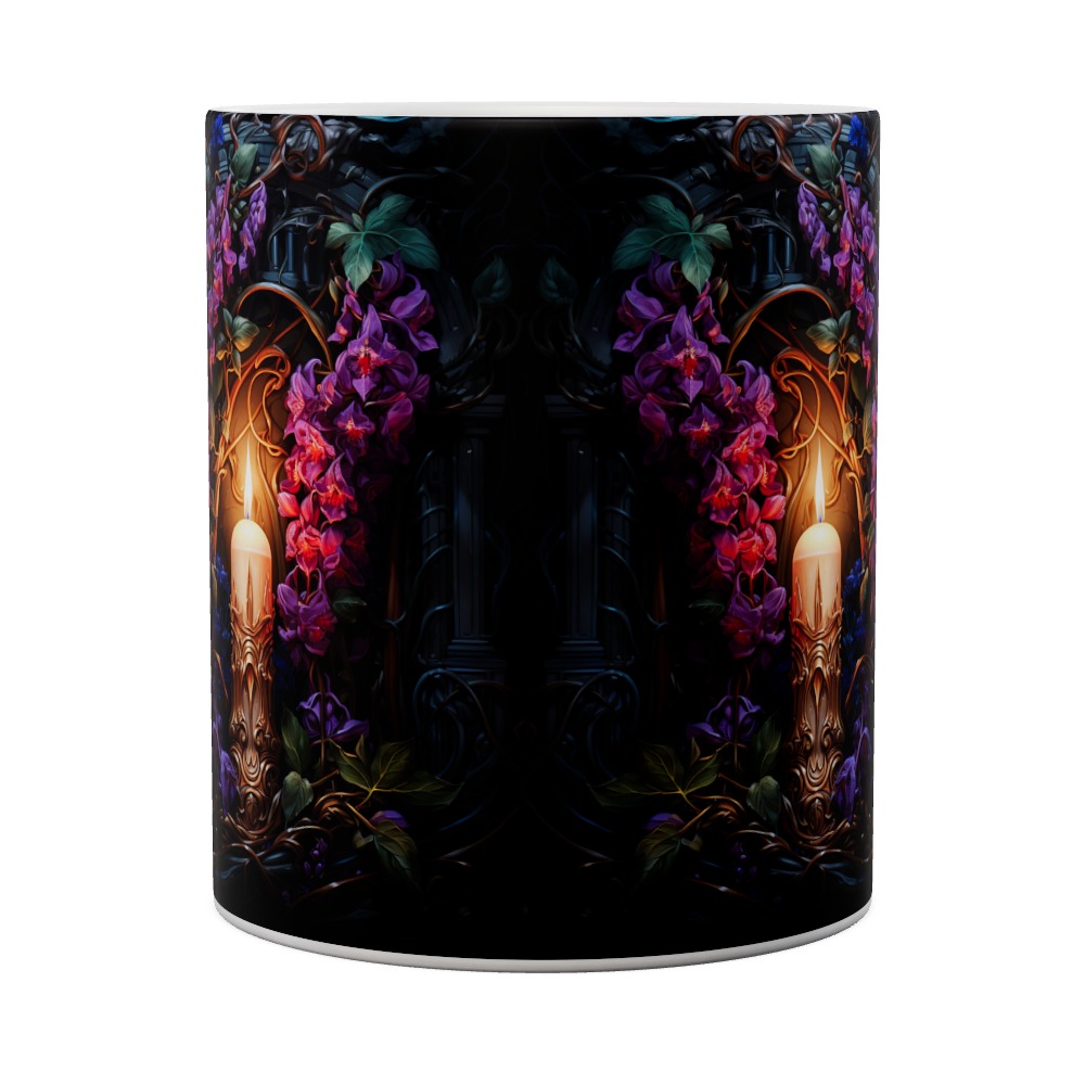 Candle With Purple Flowers Mug