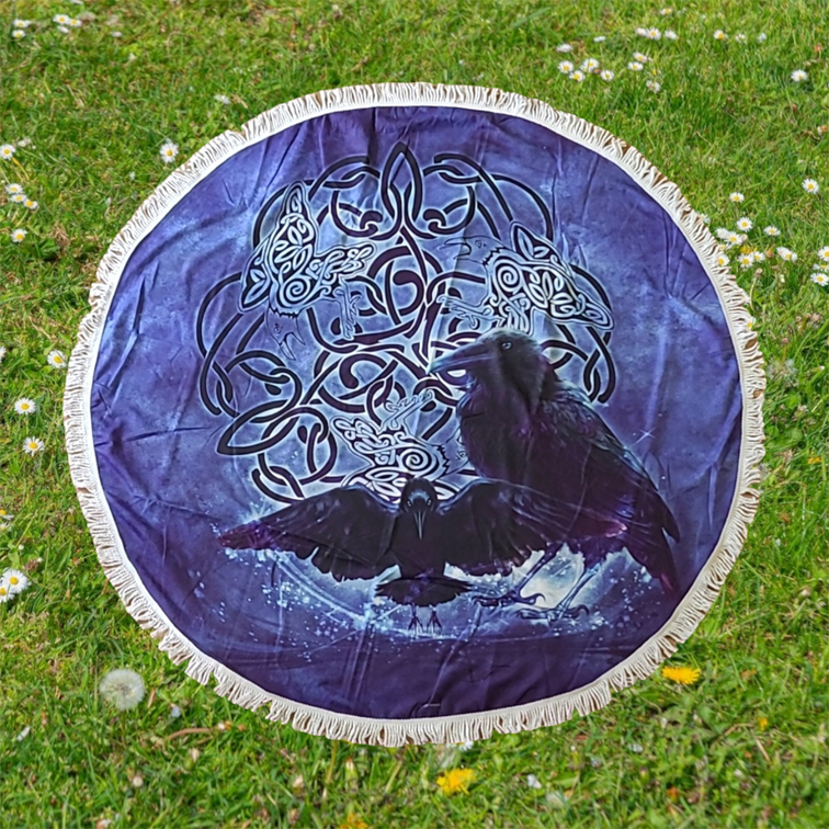 Celtic Raven Beach Towel Round 150cm