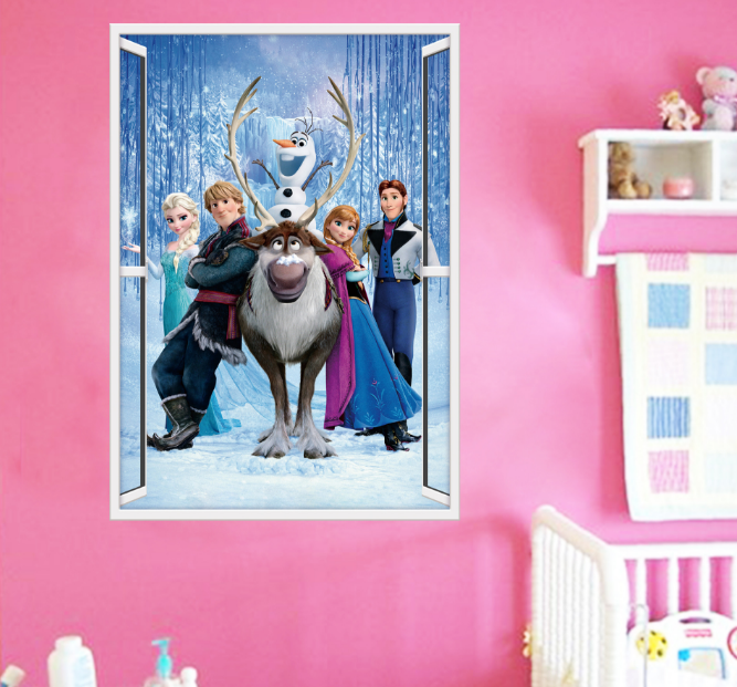 Frozen's Elsa & Crew Muursticker (Verticaal)