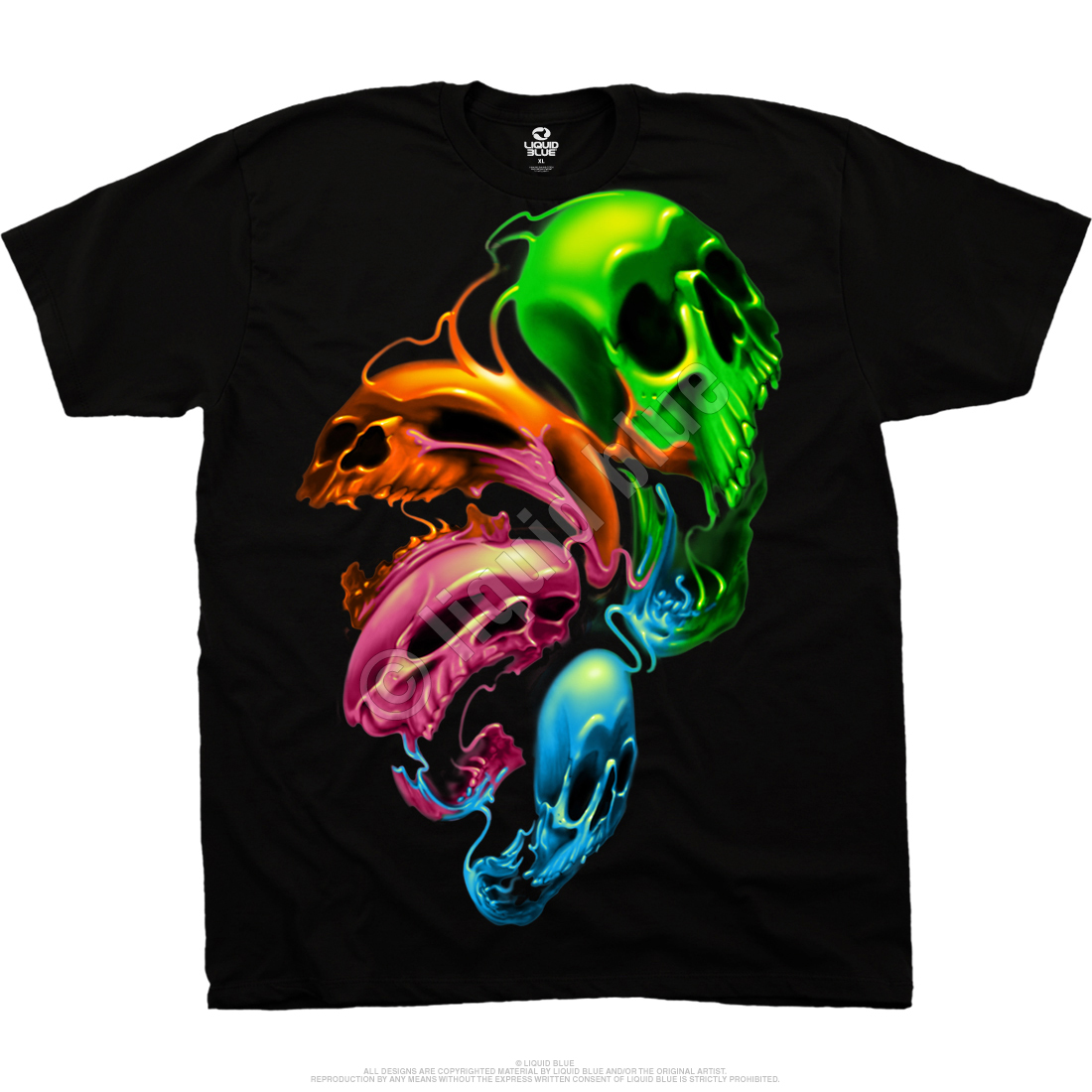 Liquid Neon Skulls T-shirt