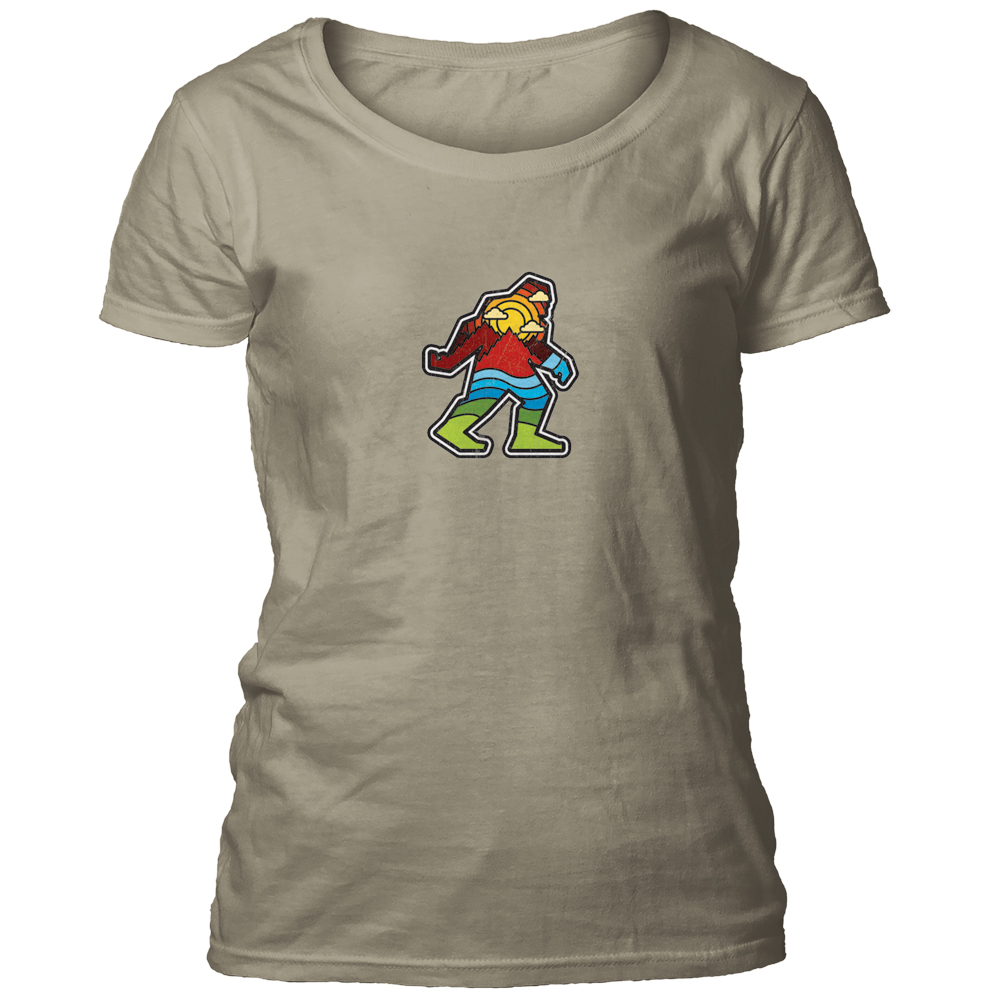 Bigfoot Retro Silhouette Beige Scoop-Neck T-shirt