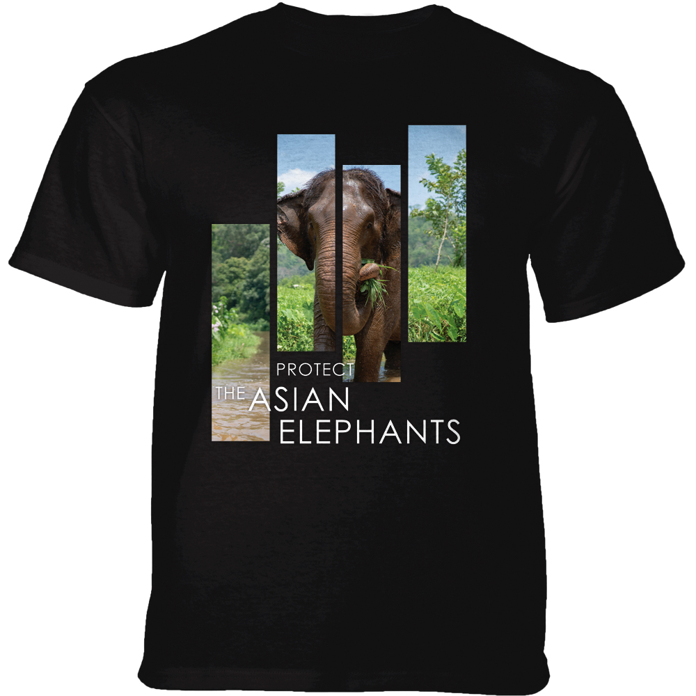 Protect Asian Elephant Split Portrait Black