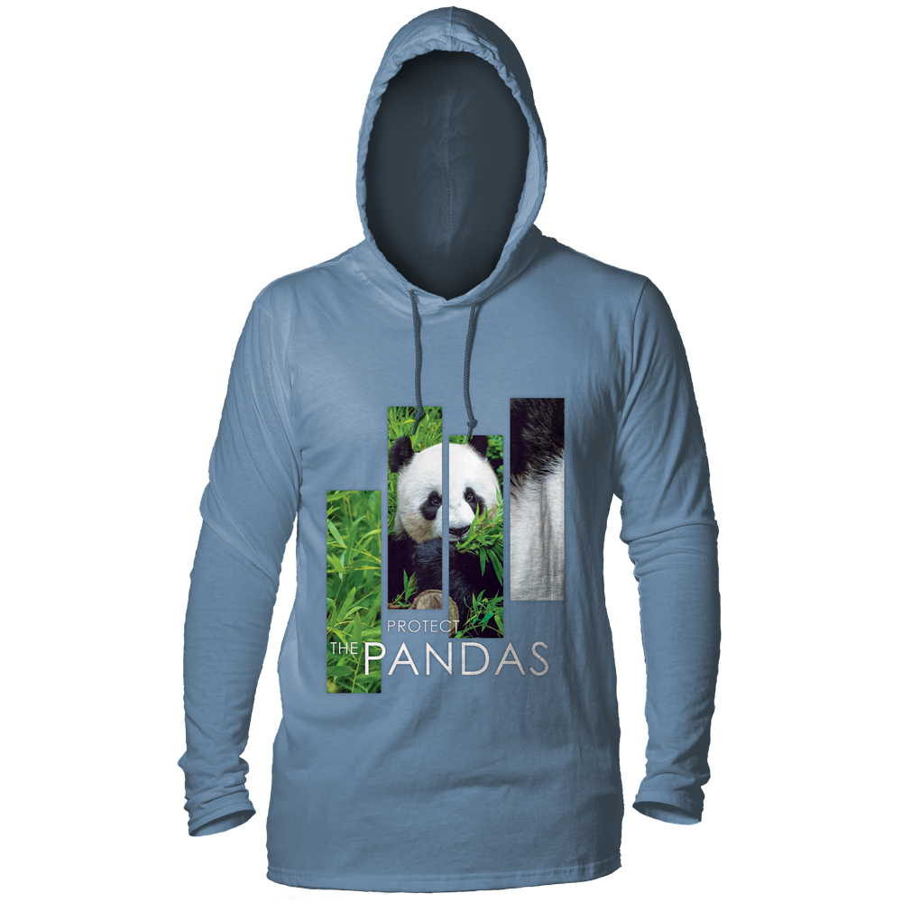 Protect Giant Panda Split Portrait Blue LW Hoodie