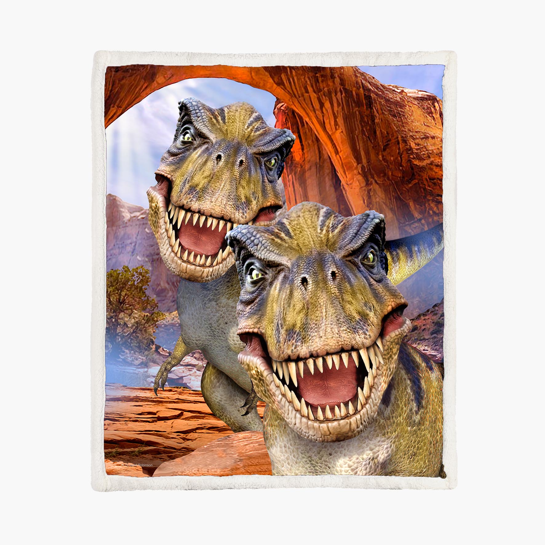 T-Rex Selfie - Dino - Size M - 130x150cm - Fleece Blanket