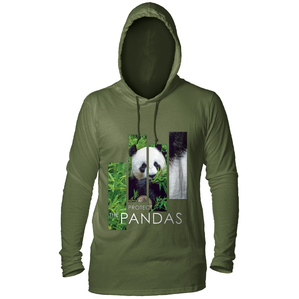 Protect Giant Panda Split Portrait Green LW Hoodie