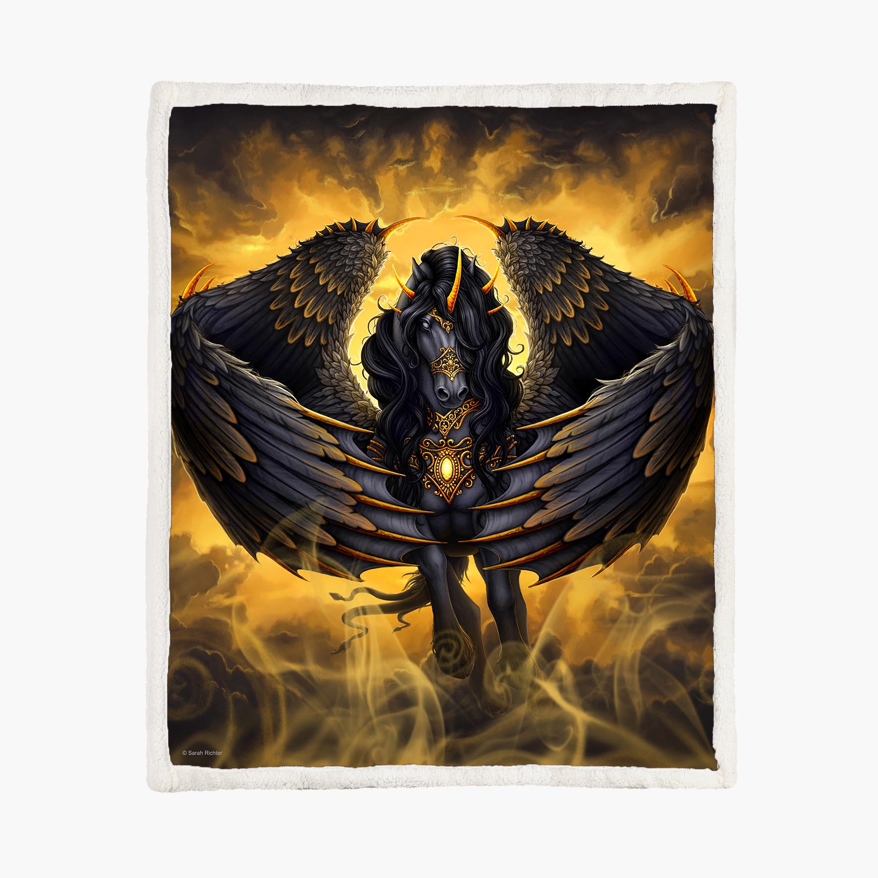 Black Pegasus - Size L - 150x200cm - Fleece Blanket