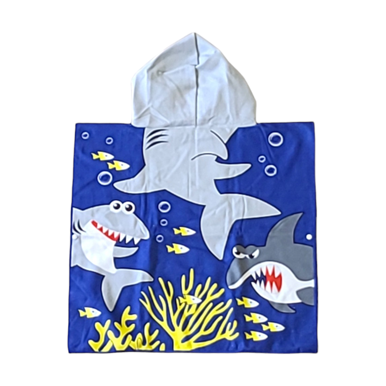 Shark Blue Poncho da mare per bambini