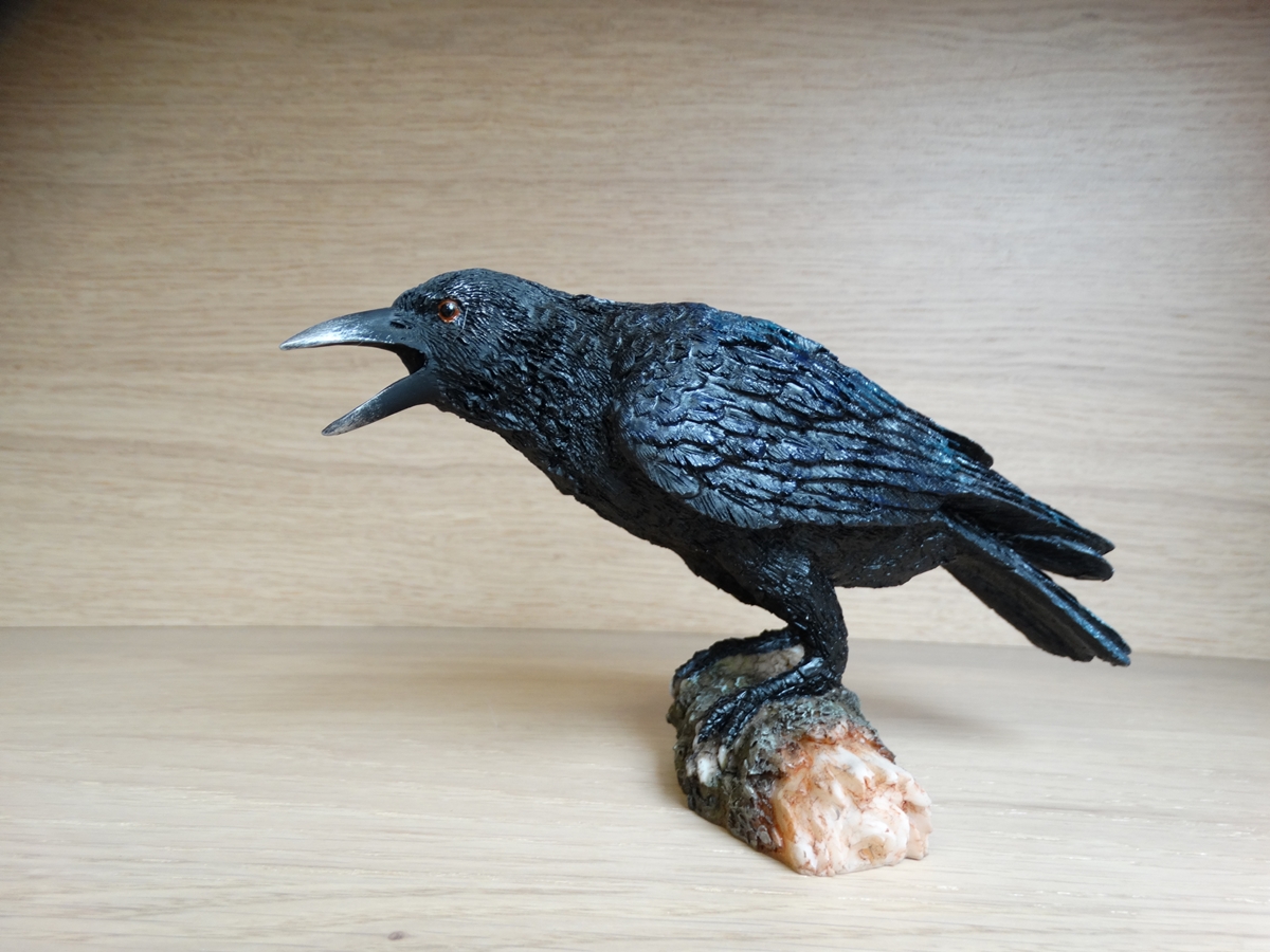 The Raven croaking on branch - 20cm