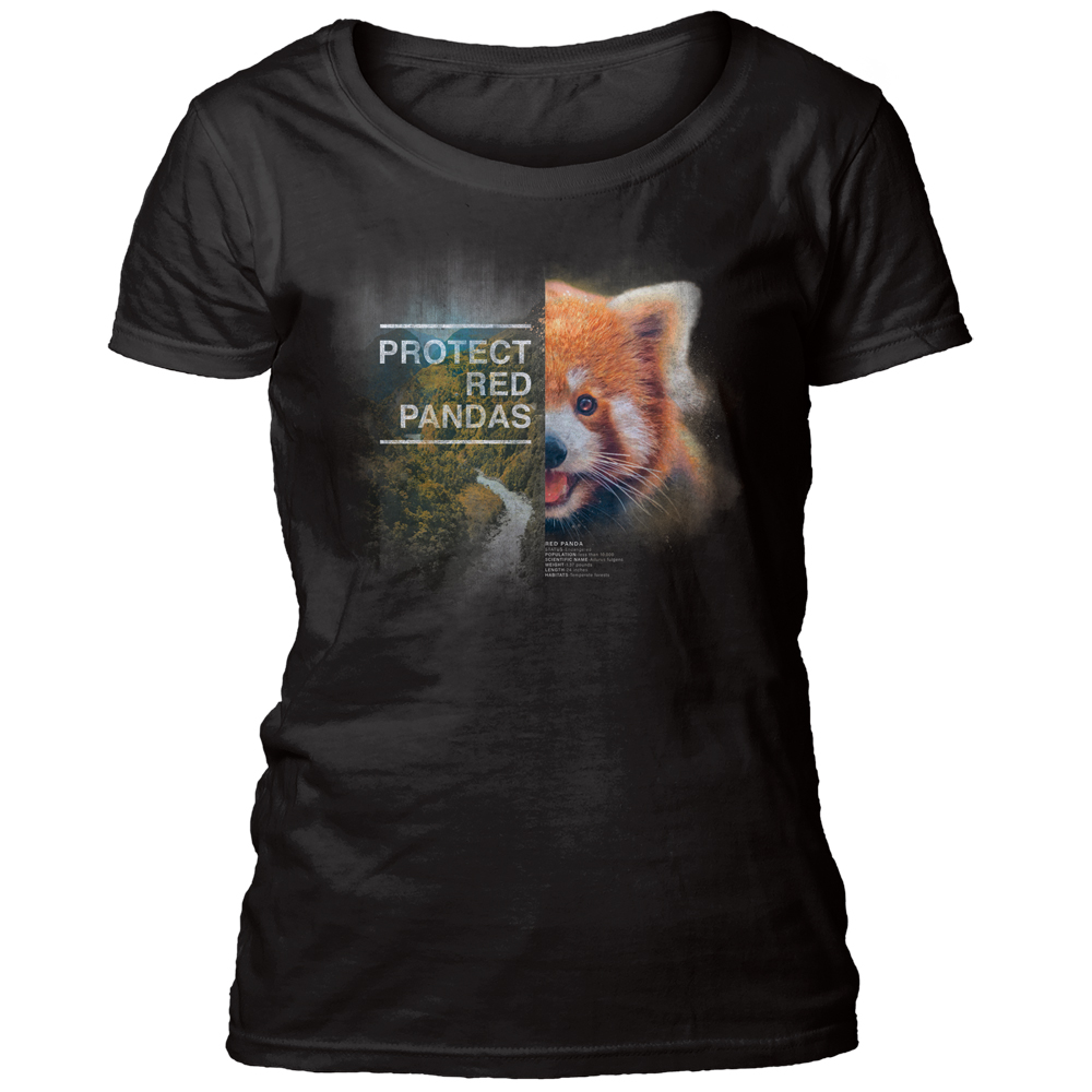 Protect Red Panda Black Women's Scoop T-shirt